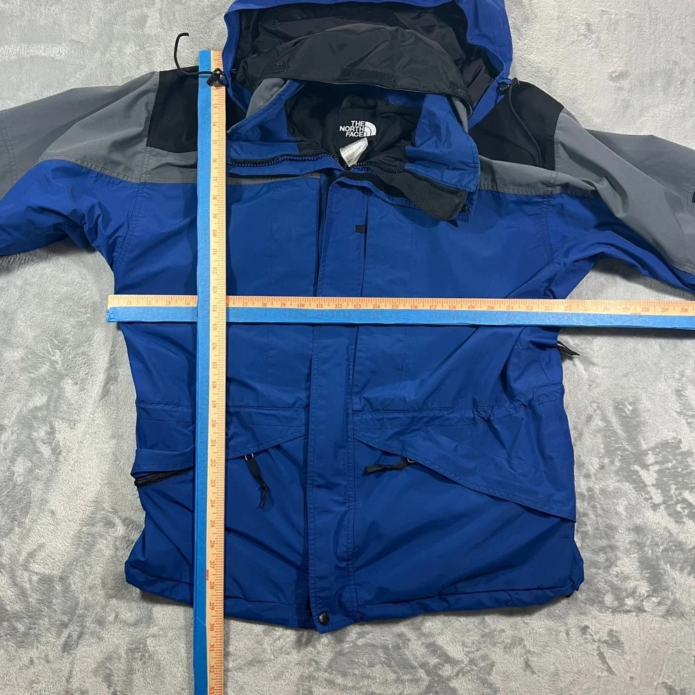 The North Face Rain Jacket Mens Large Blue Good Gore-Tex Packable Hood Full Zip
